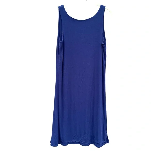 Cozy Earth Bamboo Rib Knit Ultra Soft V-Neck Tank Lounge Nightgown Dress Navy M - Picture 4 of 7